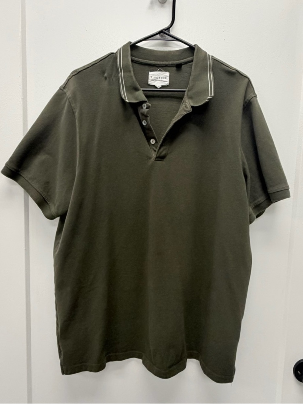 Five Four Olive Polo with Contrast Piping